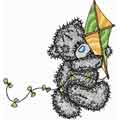 Teddy Bear with kite machine embroidery design